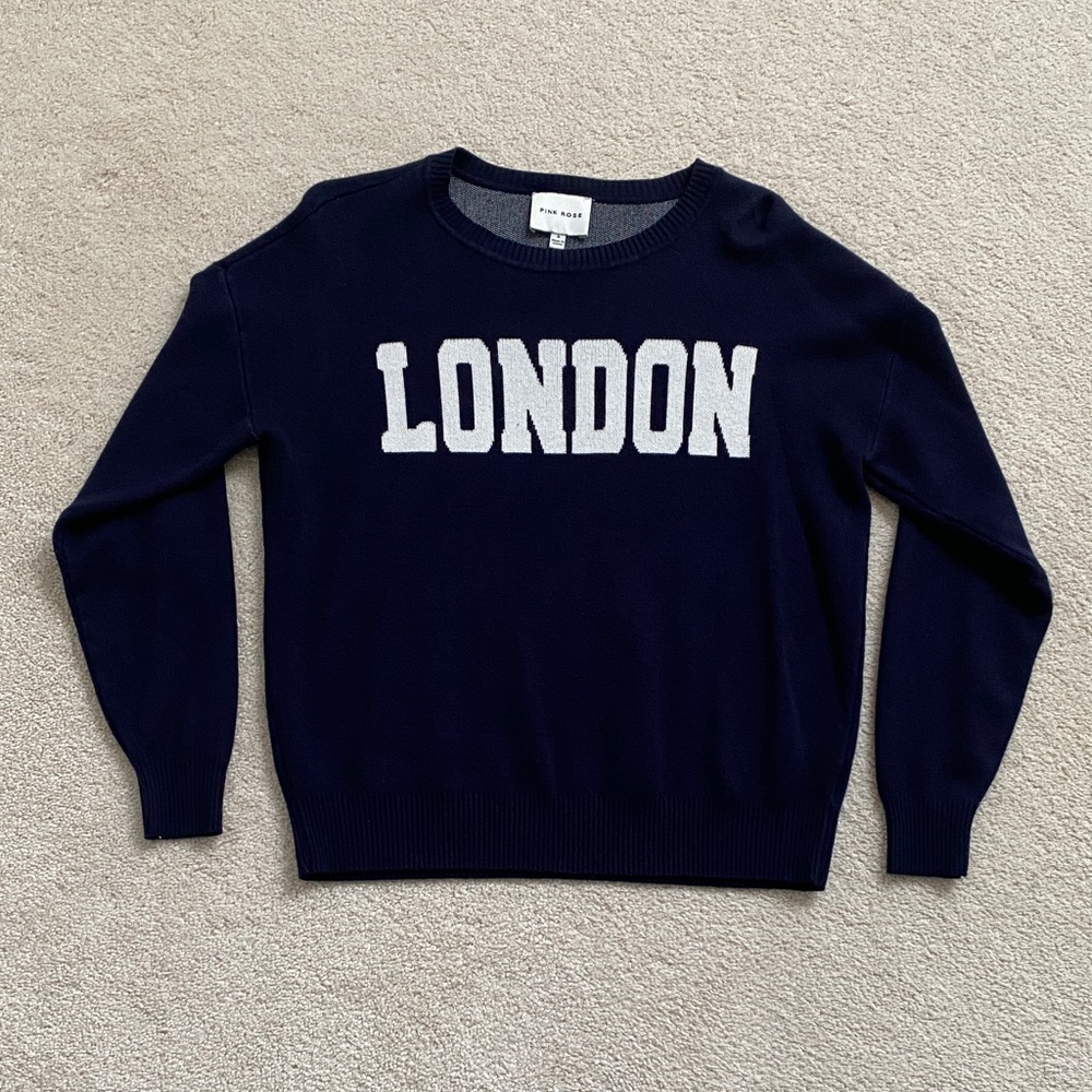 Pink Rose Navy Blue London Sweater